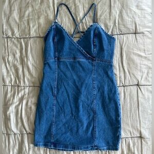 GARAGE DENIM LACE UP MINI DRESS